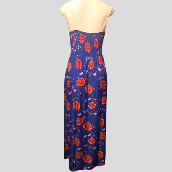 Navy Blue/Pink floral Knit Vacation Dress - Picture 6 of 8